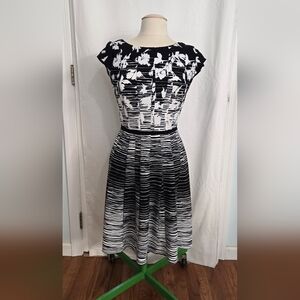 Charming Charlie Black and White Patterned Dress
